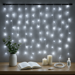 Светещи LED лампички тип завеса с USB зареждане SD35BB