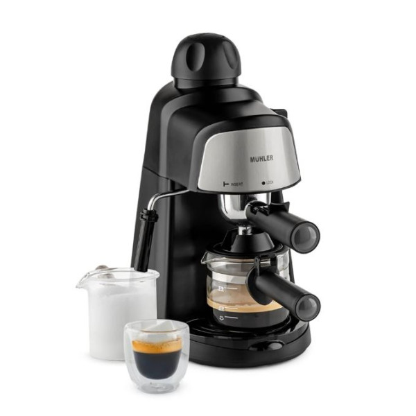 Комплект еспресо машина MUHLER MCM-33 + 2 стъклени чаши Luigi Ferrero Caffeina 80ml FR-8012 ПОДАРЪК 6