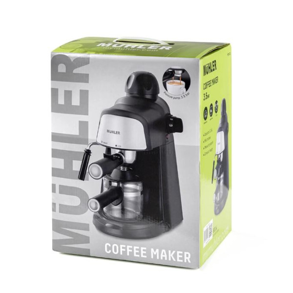 Комплект еспресо машина MUHLER MCM-33 + 2 стъклени чаши Luigi Ferrero Caffeina 80ml FR-8012 ПОДАРЪК