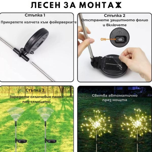 Коледна украса, Фенер със 120 светодиода и Соларен панел SD39B