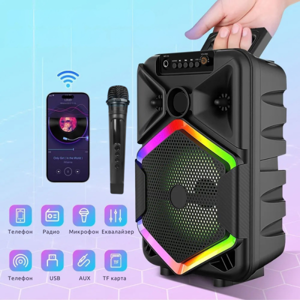Преносима тонколона с микрофон, 8.5 инча, 1800 mAh батерия, 10W мощност WSJAR E8132W 1