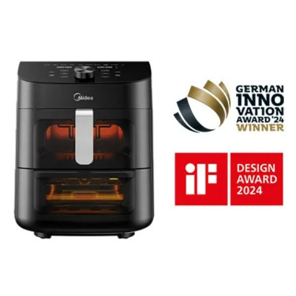 Еър Фрайър 2 в 1 - 11L - Midea MAD1100DADK - С две зони за готвене, 10 програми и 360° циркулация на въздуха