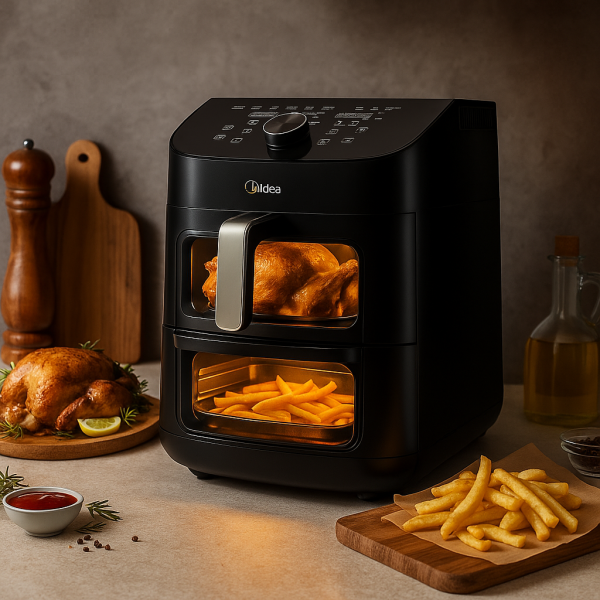 Еър Фрайър 2 в 1 - 11L - Midea MAD1100DADK - С две зони за готвене, 10 програми и 360° циркулация на въздуха 1