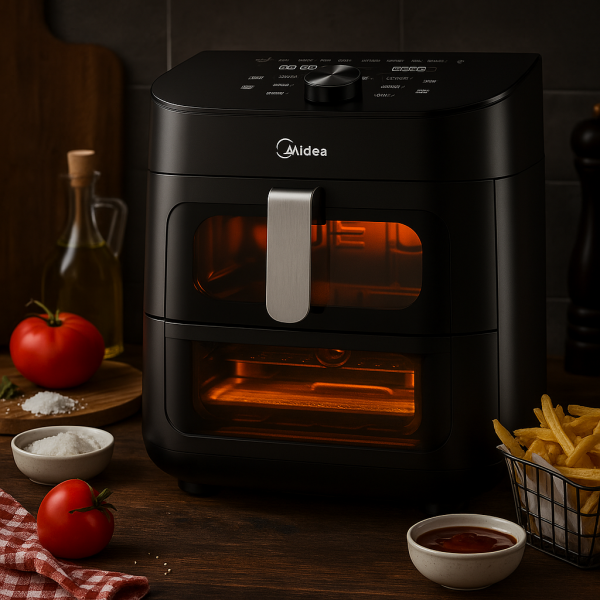 Еър Фрайър 2 в 1 - 11L - Midea MAD1100DADK - С две зони за готвене, 10 програми и 360° циркулация на въздуха