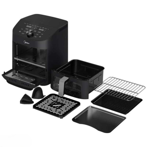 Еър Фрайър 2 в 1 - 11L - Midea MAD1100DADK - С две зони за готвене, 10 програми и 360° циркулация на въздуха