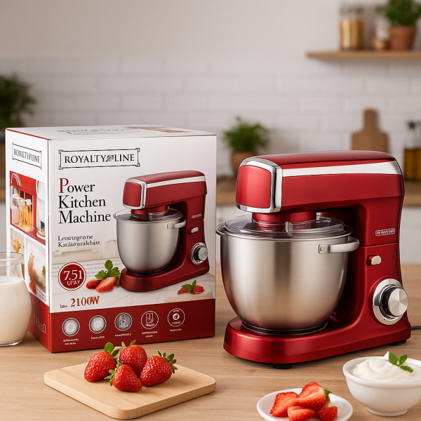 Планетарен миксер RL-PKM2100 RED - 2100W Max, 7.5L, 6 скорости + Pulse 3