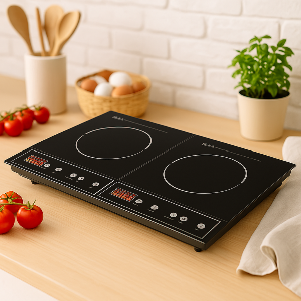 Двоен индукционен котлон Royalty Line RL-DIP4000.2 - 1400W+2000W, 80°C- 270°C, Кристална плоча, Таймер, LED 3