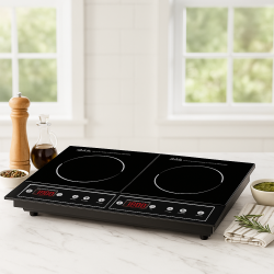 Двоен индукционен котлон Royalty Line RL-DIP4000.2 - 1400W+2000W, 80°C- 270°C, Кристална плоча, Таймер, LED