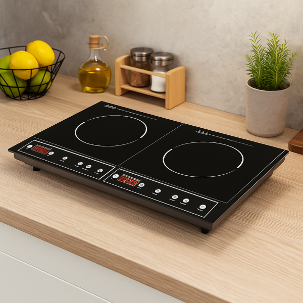 Двоен индукционен котлон Royalty Line RL-DIP4000.2 - 1400W+2000W, 80°C- 270°C, Кристална плоча, Таймер, LED 4