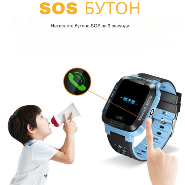 Водоустойчив GPS часовник -Детски -SOS повикване -Micro SIM за Andrioid и IOS,Y21 3
