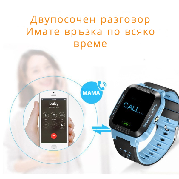 Водоустойчив GPS часовник -Детски -SOS повикване -Micro SIM за Andrioid и IOS,Y21