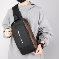Мъжка чанта за през рамо Crossbody с USB зареждане, водоустойчива и с противокраден джоб