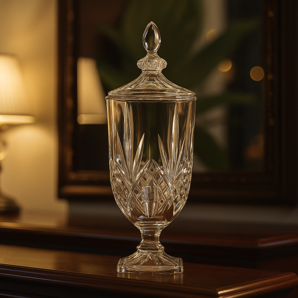 Луксозен стъклен диспенсър за сок и напитки 3L с капак и кранче 7