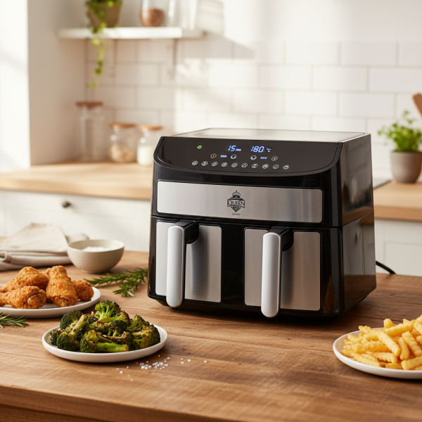 Двоен Air Fryer Queen KK-A02 - 7L, 2400W за здравословно и бързо готвене