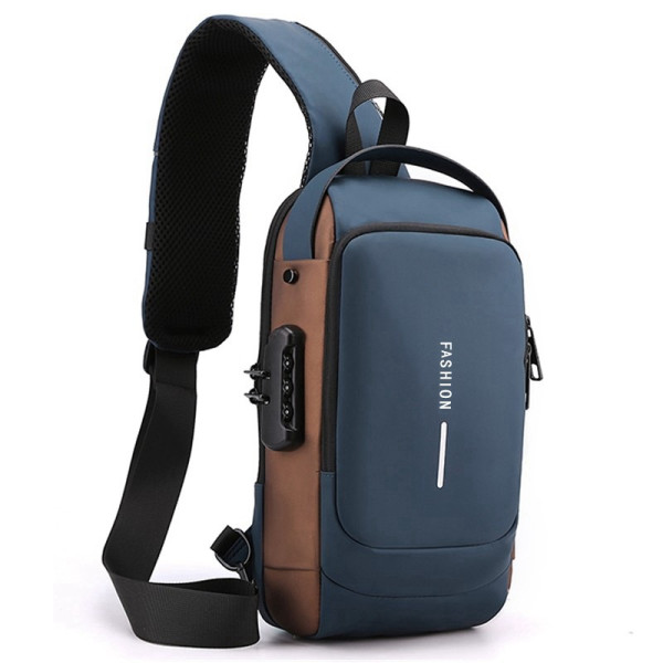 Мъжка чанта за през рамо Crossbody с USB зареждане, водоустойчива и с противокраден джоб 6