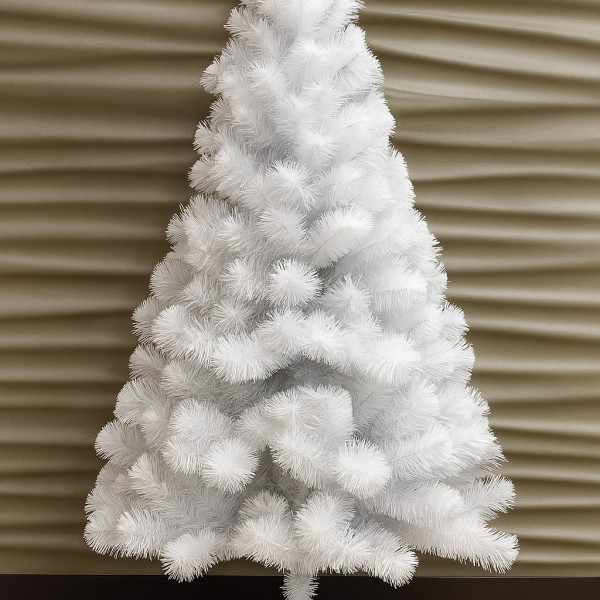 Изкуствена коледна елха в бяло – пухкав снежен ефект