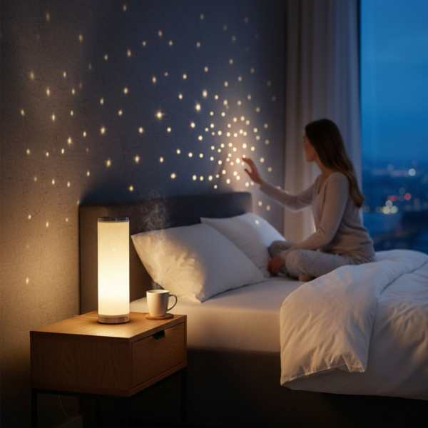 LED настолна лампа със „звезден ефект“ – топла светлина за уют и спокойствие 1