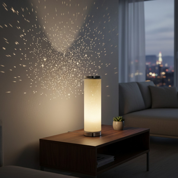 LED настолна лампа със „звезден ефект“ – топла светлина за уют и спокойствие