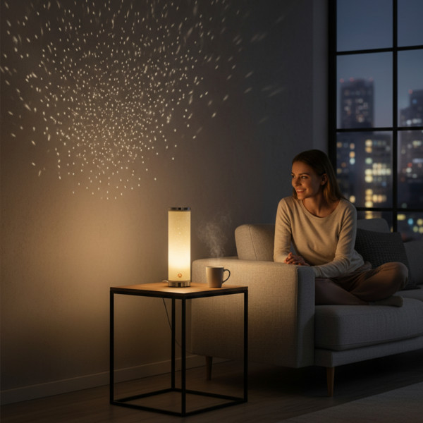 LED настолна лампа със „звезден ефект“ – топла светлина за уют и спокойствие