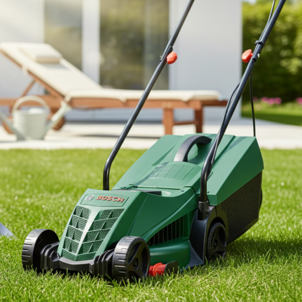 Електрическа косачка Bosch Rotak 32 - 1200W с GrassCombs, коси до самия ръб, кош 31 л 1 — 4sales Електрическа косачка Bosch Rotak 32 - 1200W с GrassCombs, коси до самия ръб, кош 31 л 1