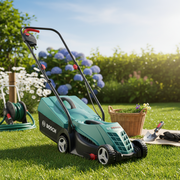 Електрическа косачка Bosch Rotak 32 - 1200W с GrassCombs, коси до самия ръб, кош 31 л 2 — 4sales Електрическа косачка Bosch Rotak 32 - 1200W с GrassCombs, коси до самия ръб, кош 31 л 2
