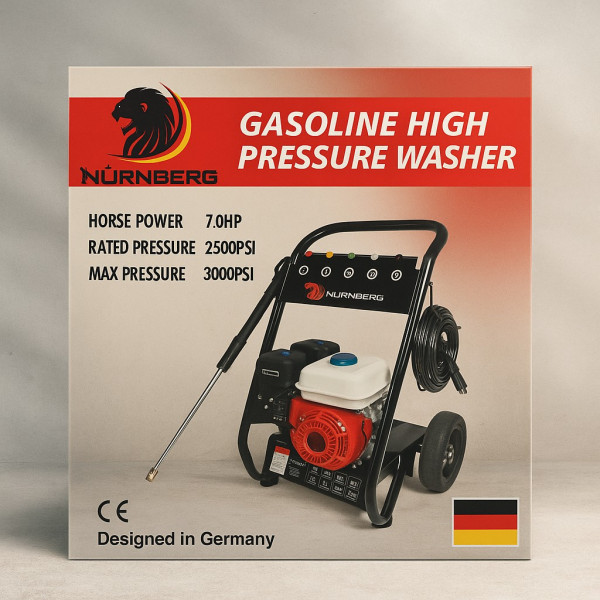 Бензинова водоструйка Nürnberg 7.0 HP – 3000 PSI мощ за безкомпромисно почистване 3