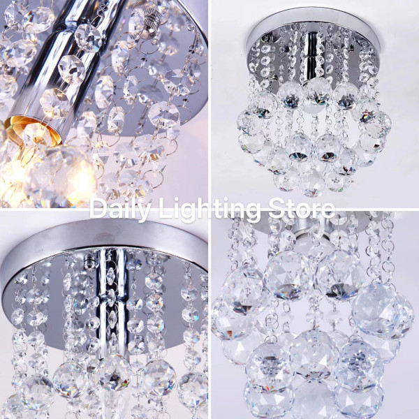 Модерен таванен полилей с големи кристални сфери и основа в сребристо 4