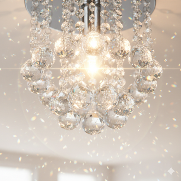 Модерен таванен полилей с големи кристални сфери и основа в сребристо