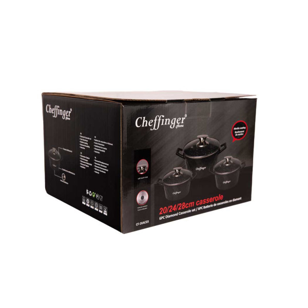 Висококачествен комплект 3бр касероли, Cheffinger – елегантност, здравина и удобство в кухнята