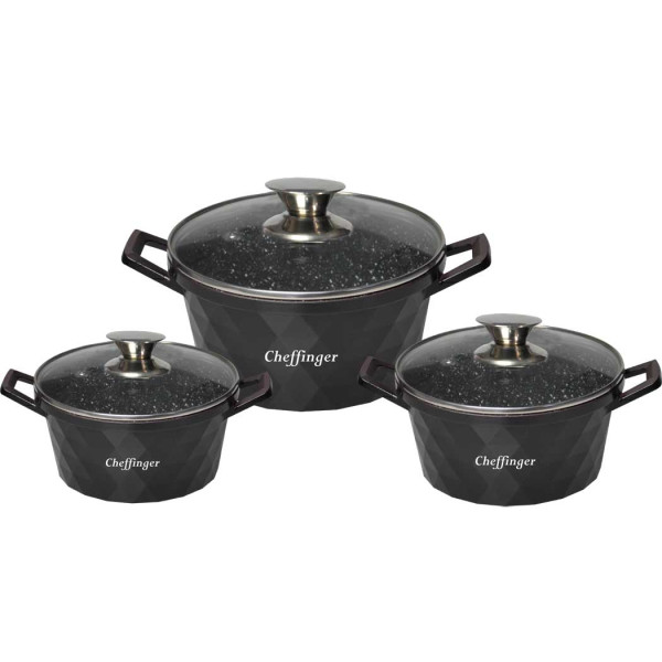 Висококачествен комплект 3бр касероли, Cheffinger – елегантност, здравина и удобство в кухнята 4