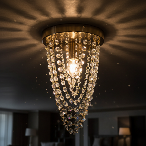 Луксозен плафон с кристали – впечатляващ светлинен ефект дори в малки помещения