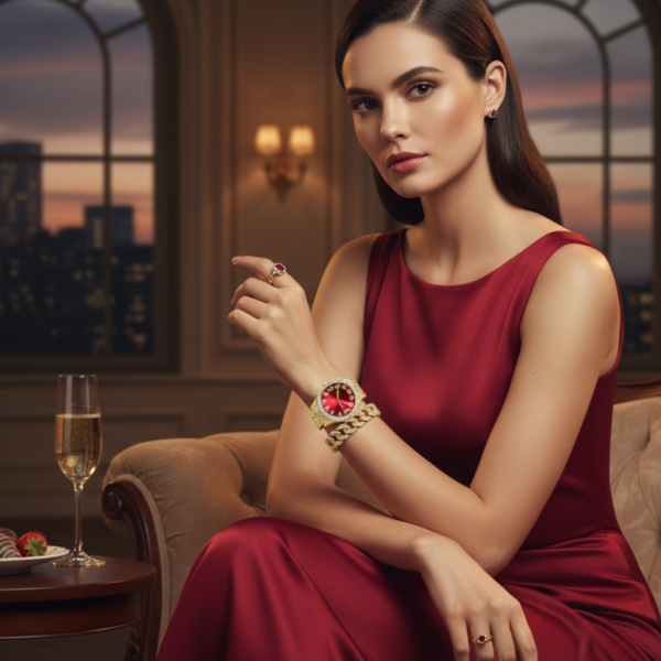 Луксозен комплект с кристали – часовник + гривна 1