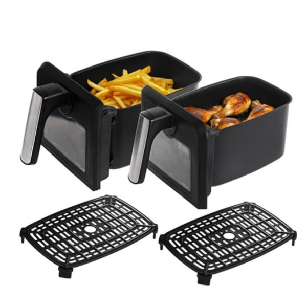 Двоен фритюрник Air Fryer, работещ  без олио, 8L, цифров дисплей, технология за интелигентно разпознаване, автоматични програми 3