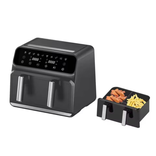 Двоен фритюрник Air Fryer, работещ  без олио, 8L, цифров дисплей, технология за интелигентно разпознаване, автоматични програми 4