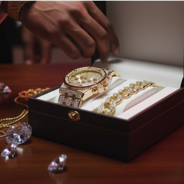 Универсален комплект часовник и гривна с кубинска плетка