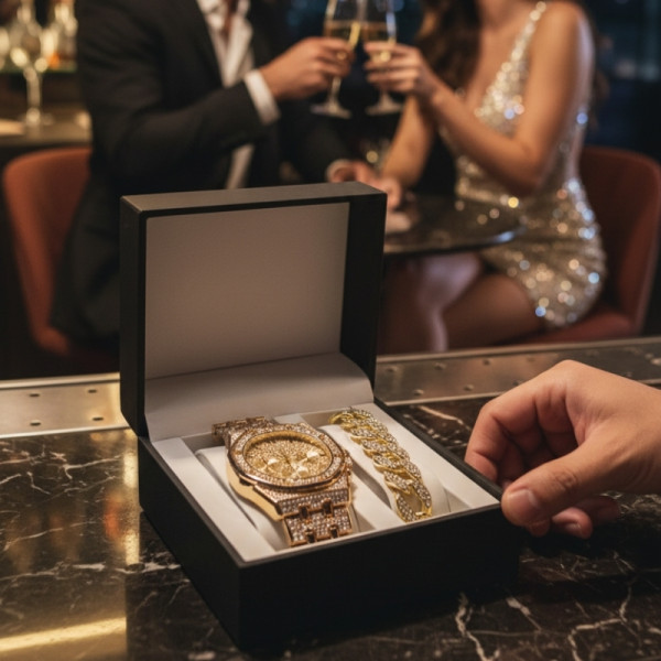 Универсален комплект часовник и гривна с кубинска плетка 1