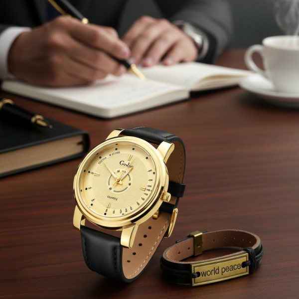 Елегантен кварцов часовник с гривна в подаръчна кутия 3