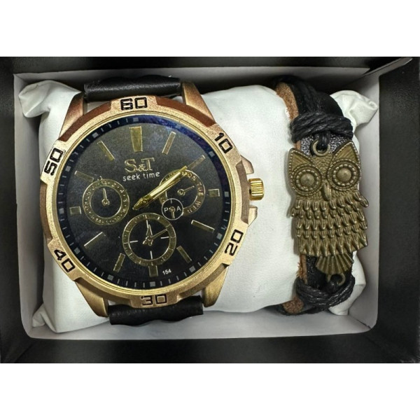 Мъжки комплект S&T Seek Time – стилен часовник с гривна в подаръчна кутия 5