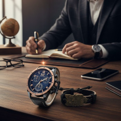 Мъжки часовник S&T Seek Time с кожена гривна – подаръчен комплект