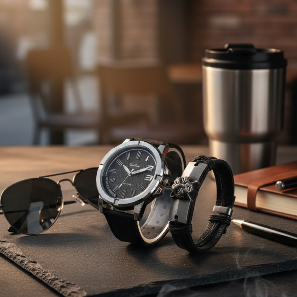 Спортен мъжки часовник Geduo и гривна в луксозна кутия 3