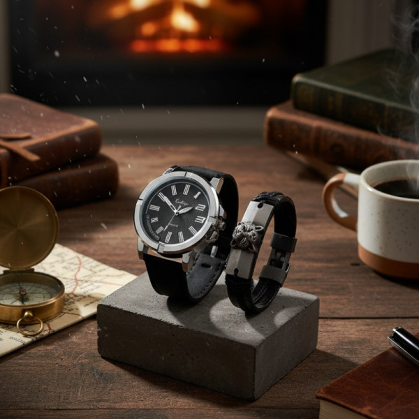 Спортен мъжки часовник Geduo и гривна в луксозна кутия