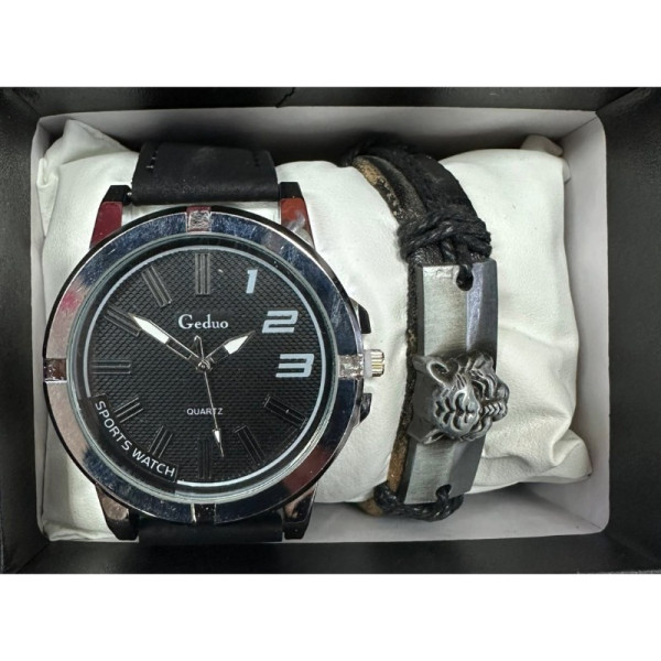 Спортен мъжки часовник Geduo и гривна в луксозна кутия