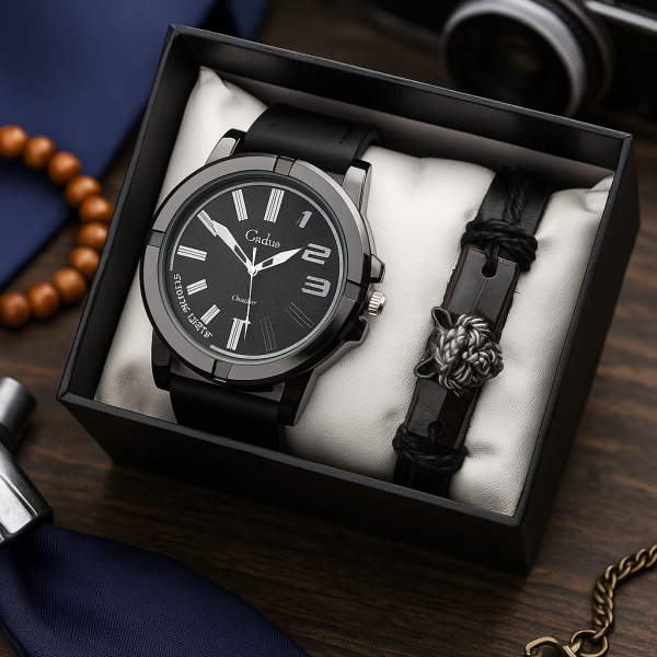 Спортен мъжки часовник Geduo и гривна в луксозна кутия