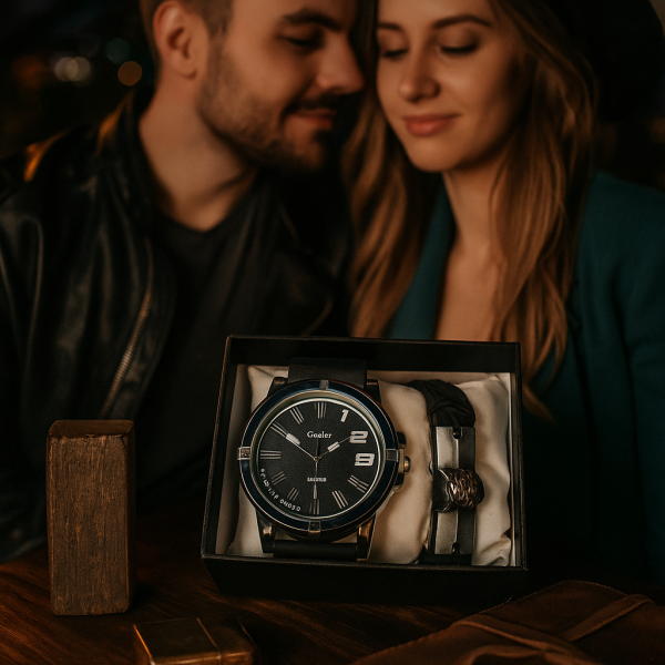 Спортен мъжки часовник Geduo и гривна в луксозна кутия 2