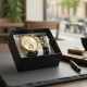 Елегантен мъжки комплект – часовник с черна каишка и гривна с метален щит 1