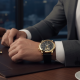 Елегантен мъжки комплект – часовник с черна каишка и гривна с метален щит 6
