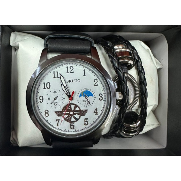 Мъжки часовник с големи цифри и подаръчна гривна – стил и практичност в готов комплект 6