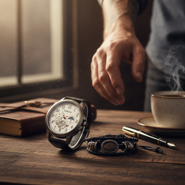 Мъжки часовник с големи цифри и подаръчна гривна – стил и практичност в готов комплект