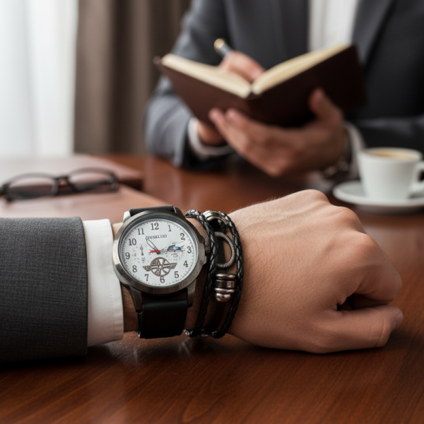 Мъжки часовник с големи цифри и подаръчна гривна – стил и практичност в готов комплект 1