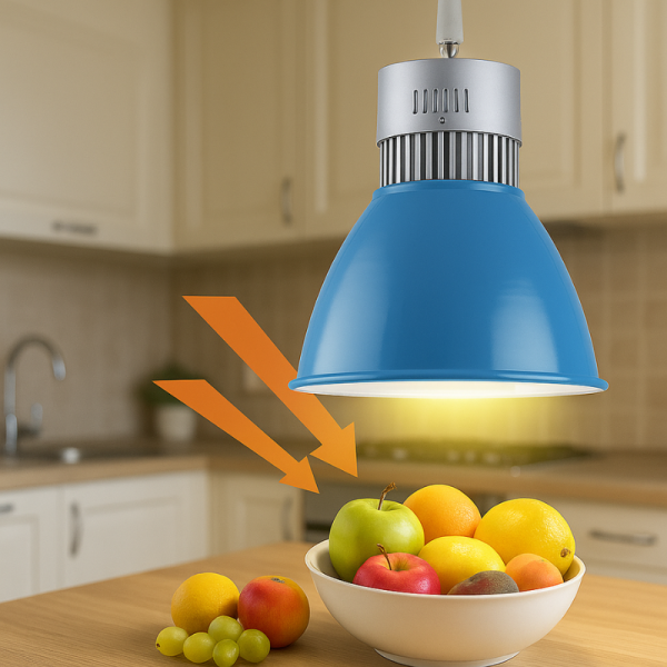 LED висяща лампа DL219B – 30W топла светлина за плотове, острови и витрини (Ø250×H280 мм, синя)